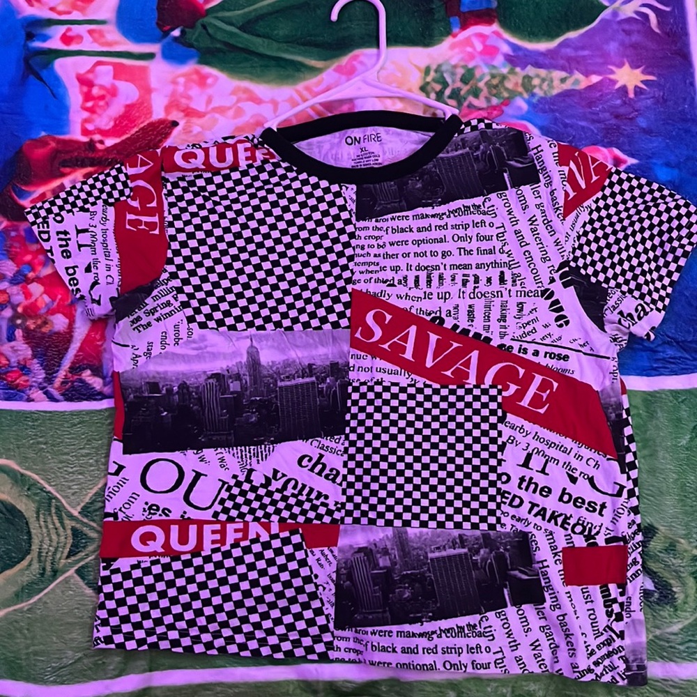 This is a ON FIRE branded short sleeved tank top , and is 100% cotton.